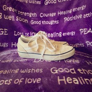 Vans Cream White Suede Lace Up Shoes size 7
